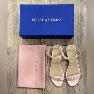Stuart Weitzman Blush Sandals with Pearl Accents